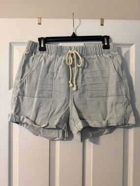 Light Gray/blue Drawstring Women's Shorts